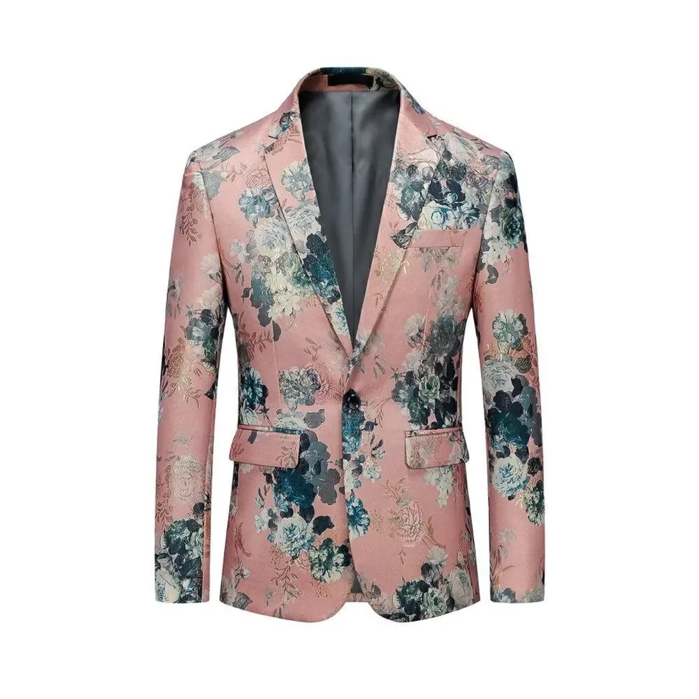 Men’s Floral Jacket Blazer Sports Coat Prom Party Formal Slim Fit Size 32 NWOT